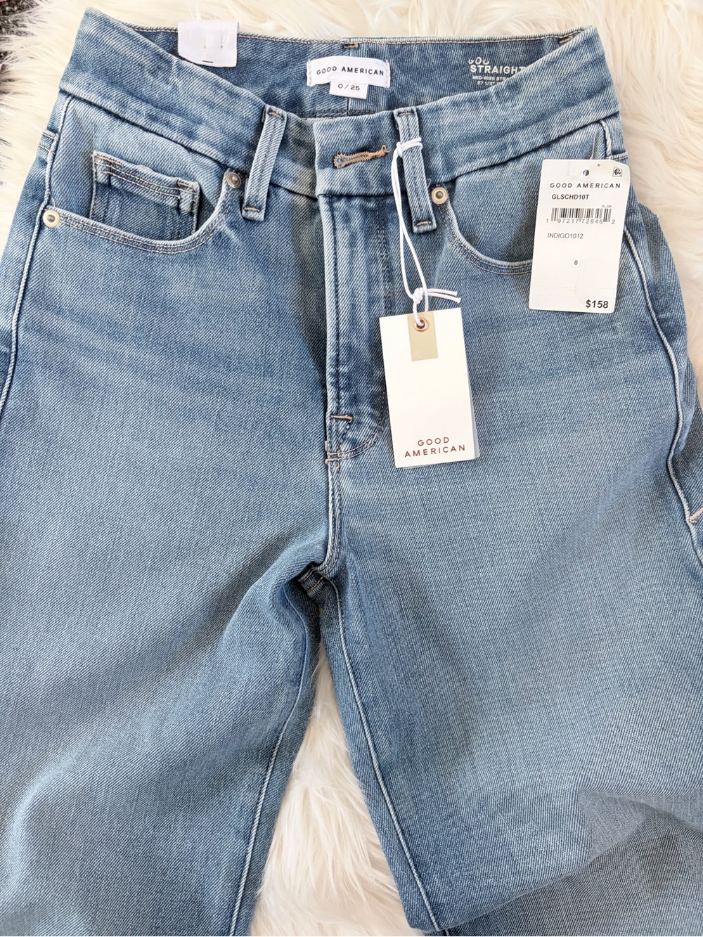 NWT Good American Mid-Rise Straight Jeans 25/0